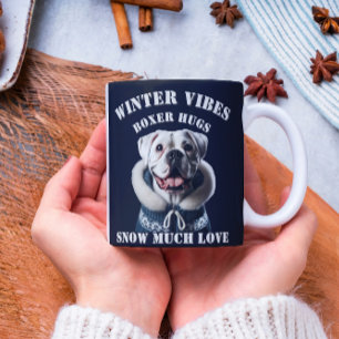 Taza De Café Winter Vibes Boxer Abraza Nieve Mucho Amor