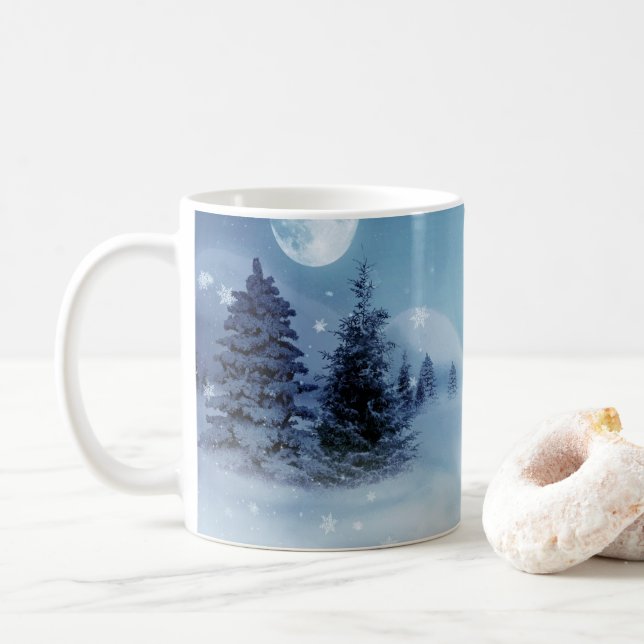 Taza De Café Winter Wonderland de noche (Con donut)