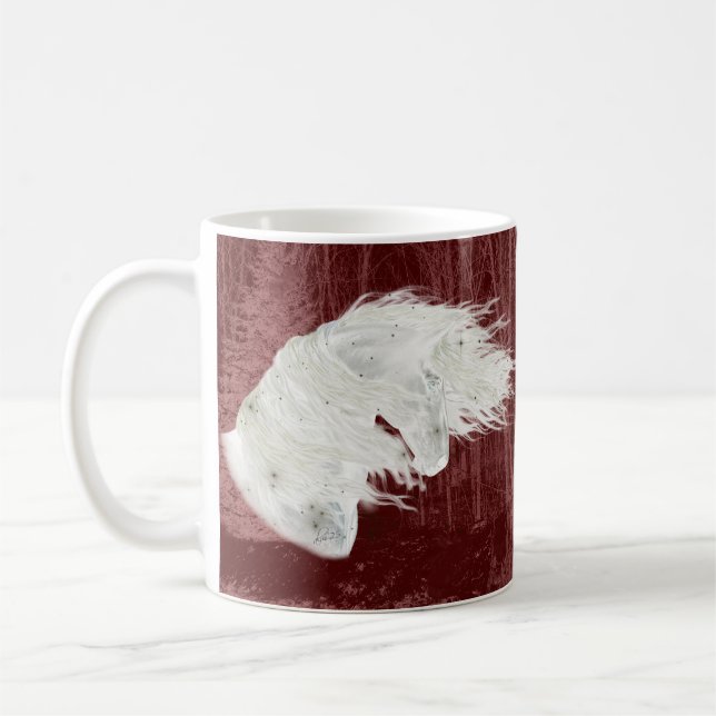 Taza De Café Winter Wonderland Friesian Horse 2-Sided Mug (Izquierda)