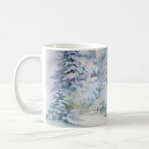 Taza De Café Winter Wonderland: Paisaje acuarela