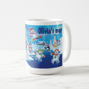 Taza De Café Winter Wonderland snow people mug custom name