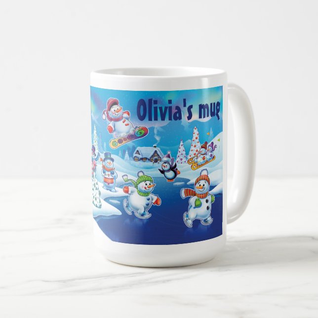 Taza De Café Winter Wonderland snow people mug custom name (Anverso derecho)