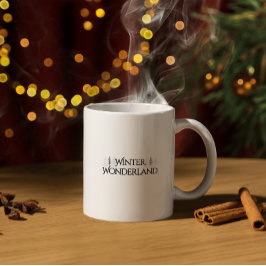 Taza De Café Winter Wonderland - Textos elegantes y pinos