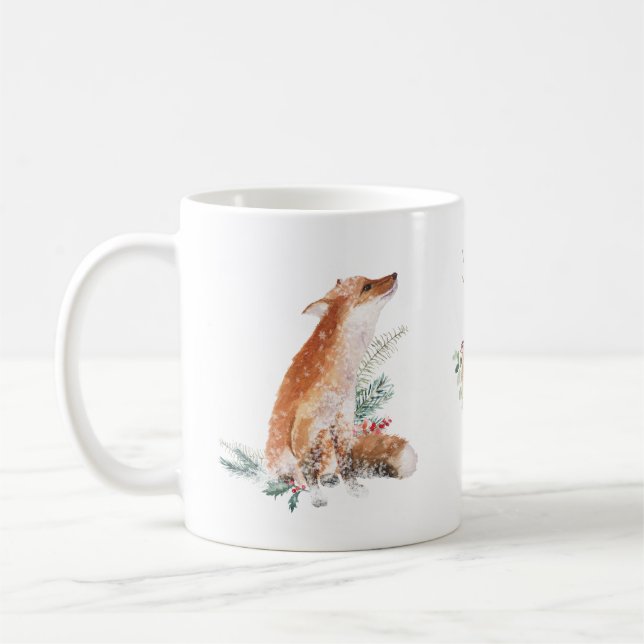 Taza De Café Winter Woodland Animal Fox Deer Hare Mug (Izquierda)