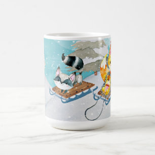 Taza De Café Winter Woodland Friends - Ilustracion Fox Hedgehog