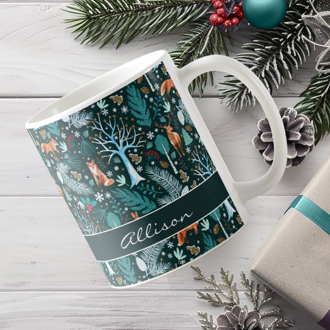 Taza De Café Winter Woodland Verde azulado/Gold ID785 (Subido por el creador)