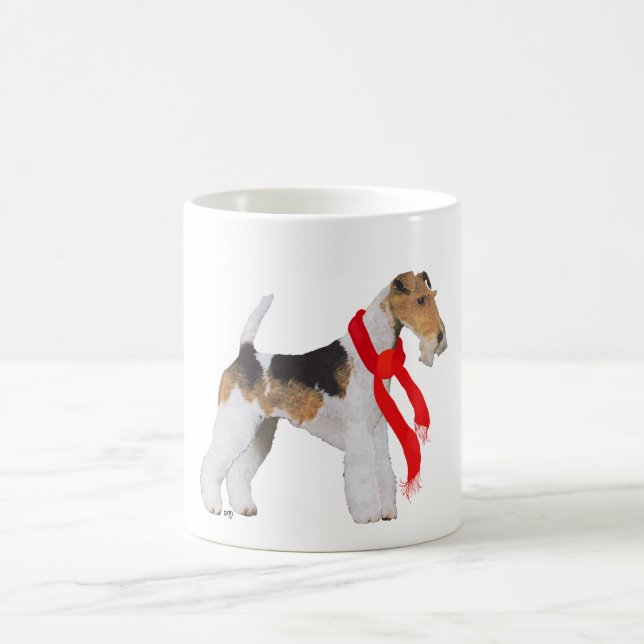 Taza De Café Wire Fox Terrier con una bufanda (Centro)