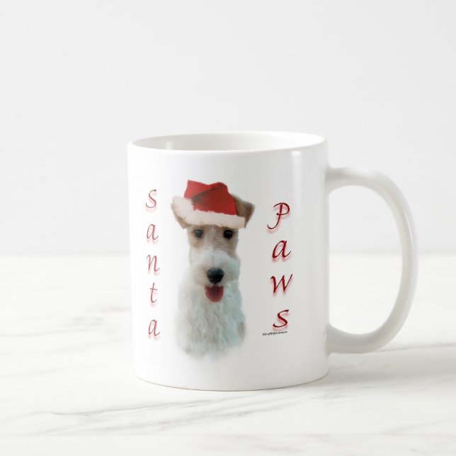 Taza De Café Wire Fox Terrier Santa Paws (Derecha)