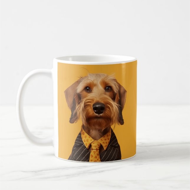 Taza De Café Wire Haired Dachshung En Amarillo (Izquierda)