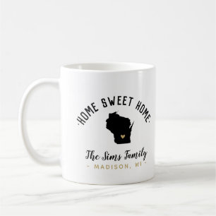 Taza De Café Wisconsin Hogar Dulce Familia Monograma Mug