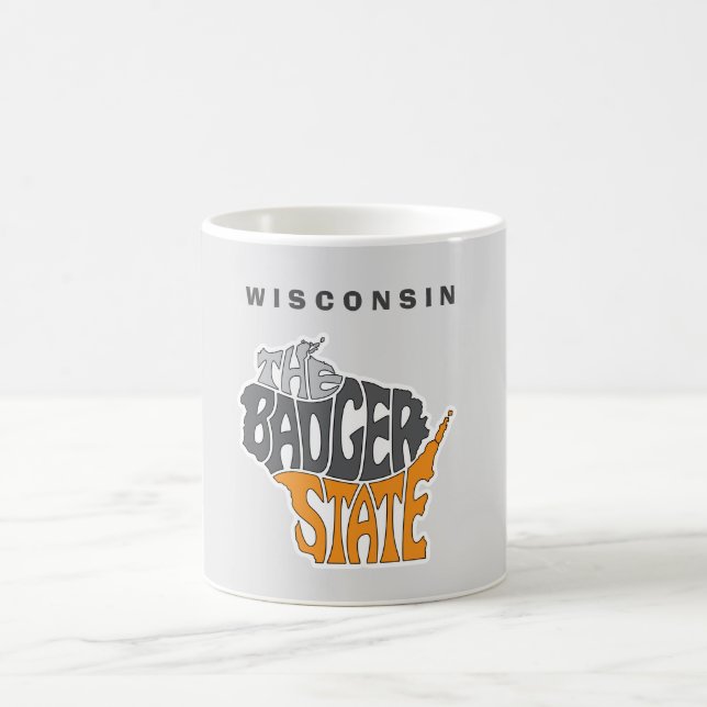 Taza De Café Wisconsin State apodo Word Art (Centro)