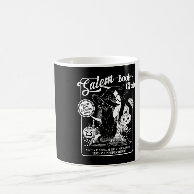 Taza De Café Witch Book Club Bookish Retro Halloween Black Cat (Derecha)