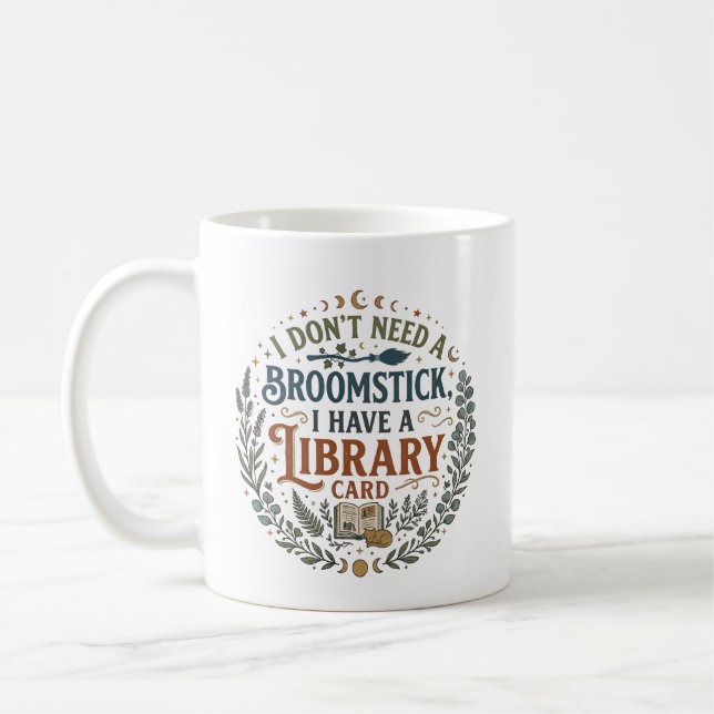Taza De Café Witchy Librarian Library Card Book Lover (Izquierda)