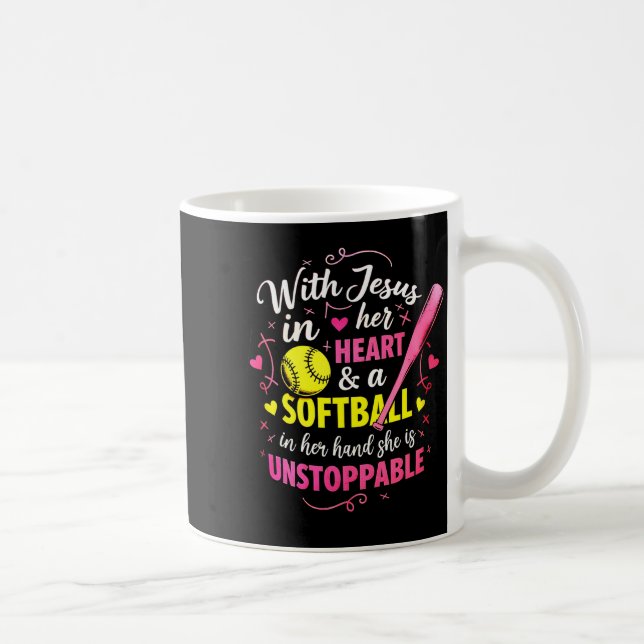 Taza De Café With Jesus In Her Heart And A Softball She Is Unst (Derecha)