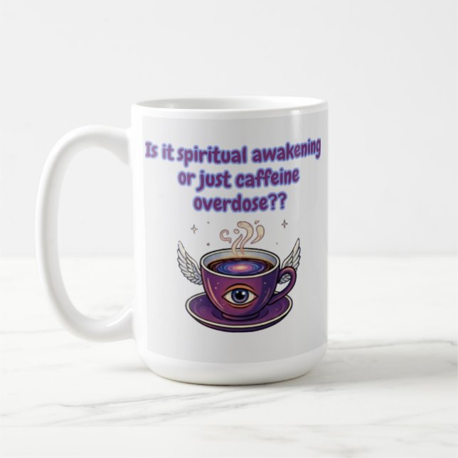 Taza De Café Woke or Just Caffeinated? Funny Spiritual Graphic (Izquierda)