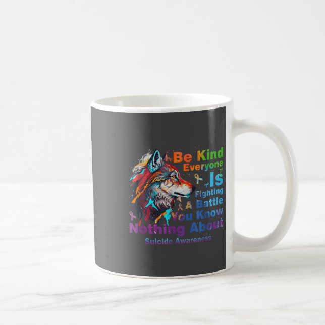 Taza De Café Wolf Be Kind Suicide Awareness Mental Health Suprt (Derecha)