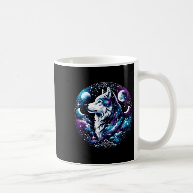 Taza De Café Wolf Celestial Dream Night Howling Moon Funny Wolv (Derecha)