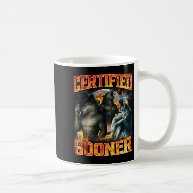 Taza De Café Wolf Certified Gooner Funny Bootleg Meme Dad Papa  (Derecha)
