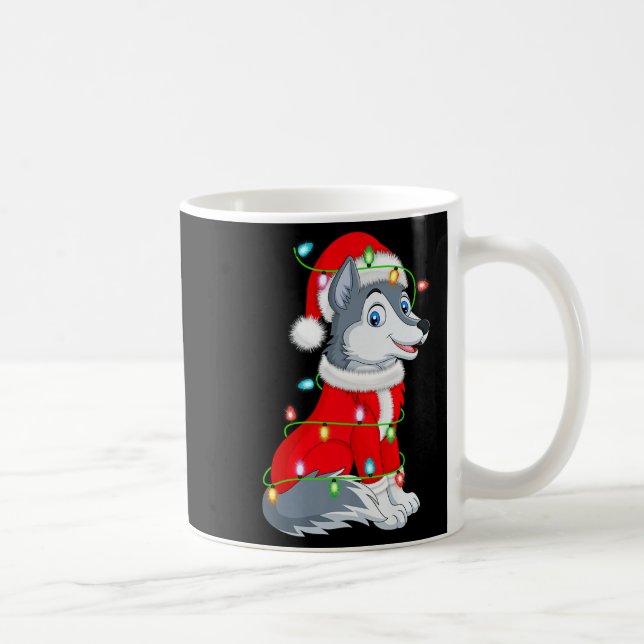 Taza De Café Wolf Christmas Lights Santa Costume Cute Animal Xm (Derecha)