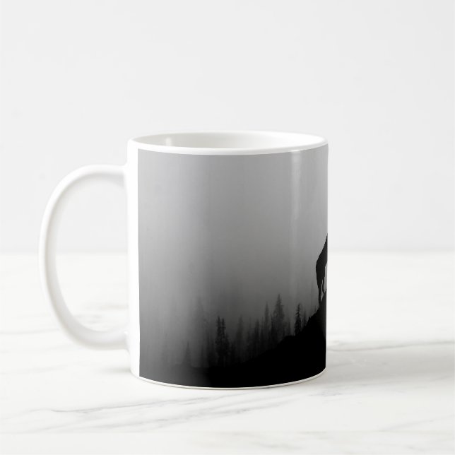 Taza De Café Wolf gritando en la luna (Izquierda)