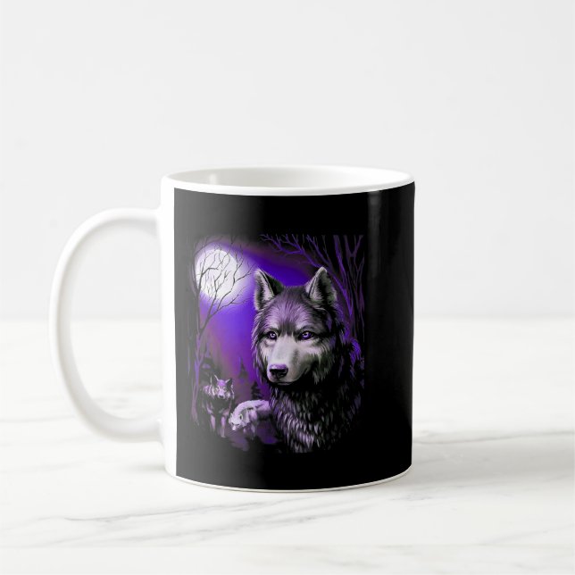 Taza De Café Wolf Guay Wolves Forest Tree Moon (Izquierda)