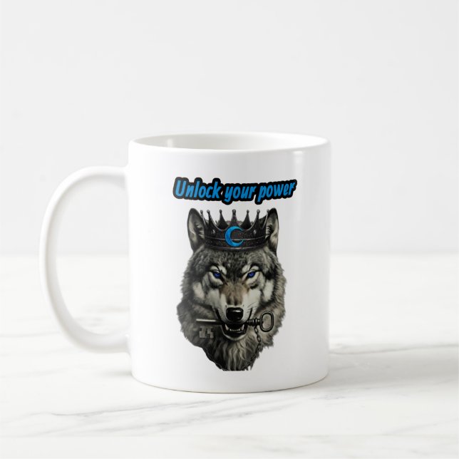 Taza De Café wolf king unlock your power (Izquierda)