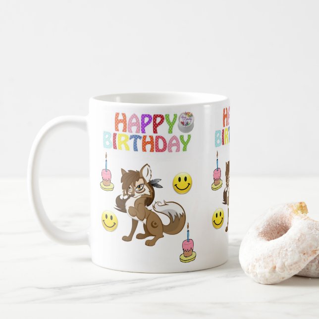 Taza De Café Wolf Mug Happy Birthday Mug (Con donut)
