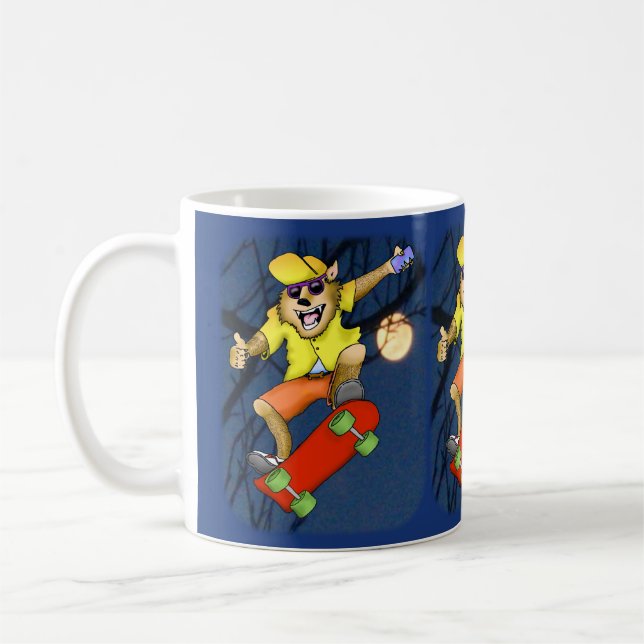 Taza De Café Wolf Skateboarder Mug (Izquierda)