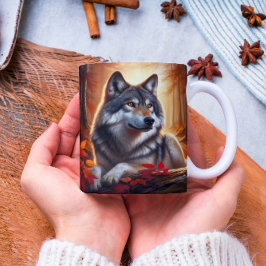 Taza De Café Wolf Solitude en medio de la naturaleza