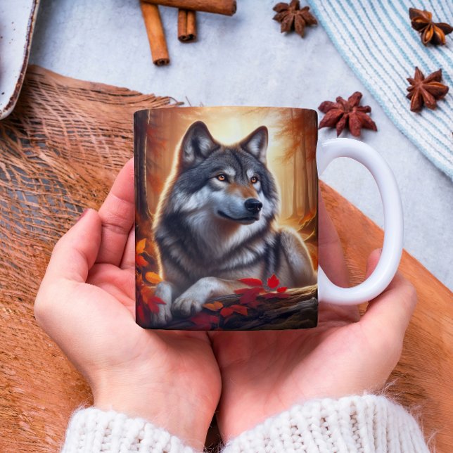 Taza De Café Wolf Solitude en medio de la naturaleza (Subido por el creador)