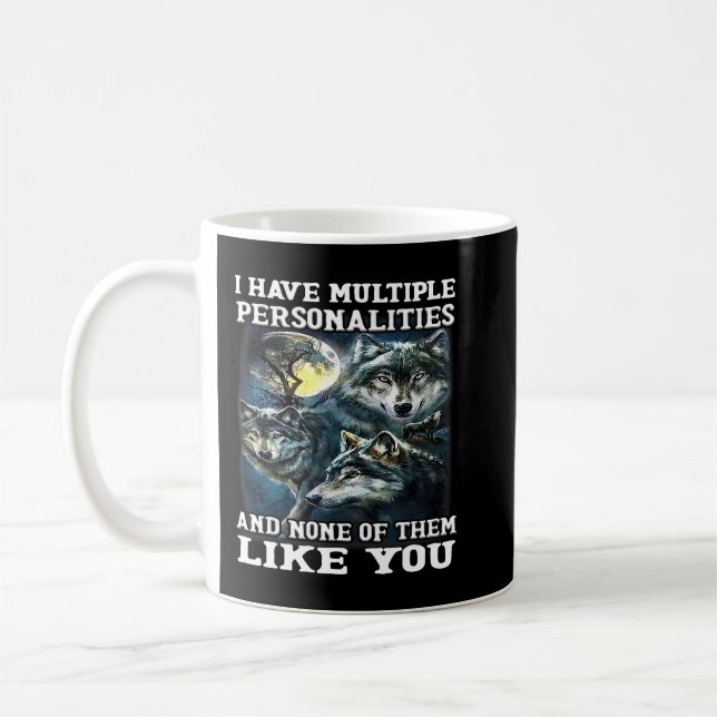 Taza De Café Wolf Tengo Múltiples Personalidades Y Ninguna De (Izquierda)