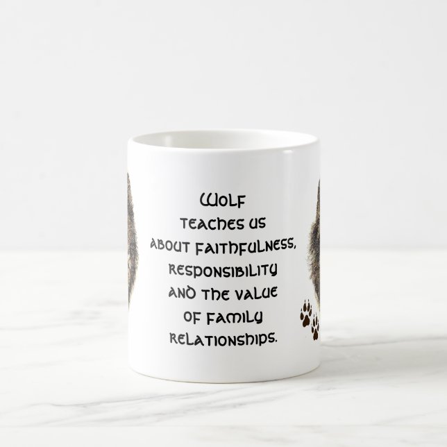 Taza De Café Wolf Totem, Guía Animal Inspirador (Centro)