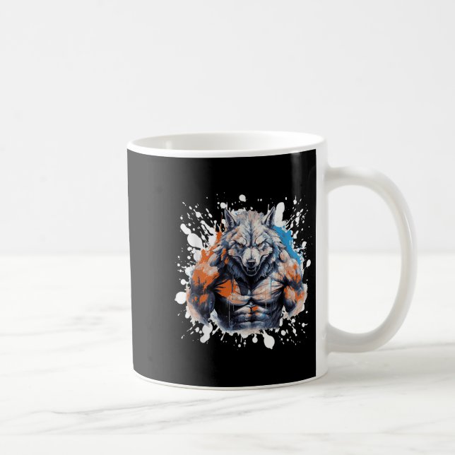 Taza De Café Wolf Workout Gym Fighter Bodybuilder  (Derecha)