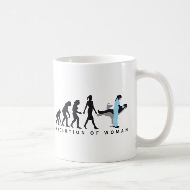 Taza De Café woman female evolution of dentist (Derecha)
