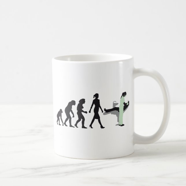 Taza De Café woman female evolution of dentist (Derecha)