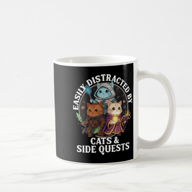Taza De Café Womens Cats Side Quest Distracted Tabletop Funny S (Derecha)