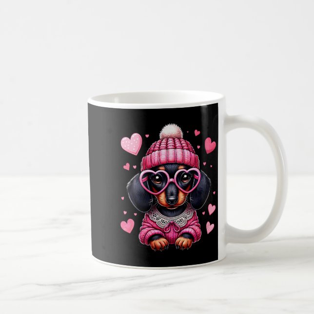 Taza De Café Women's Cute Dachshund Valentines Heart Dog Lover  (Derecha)