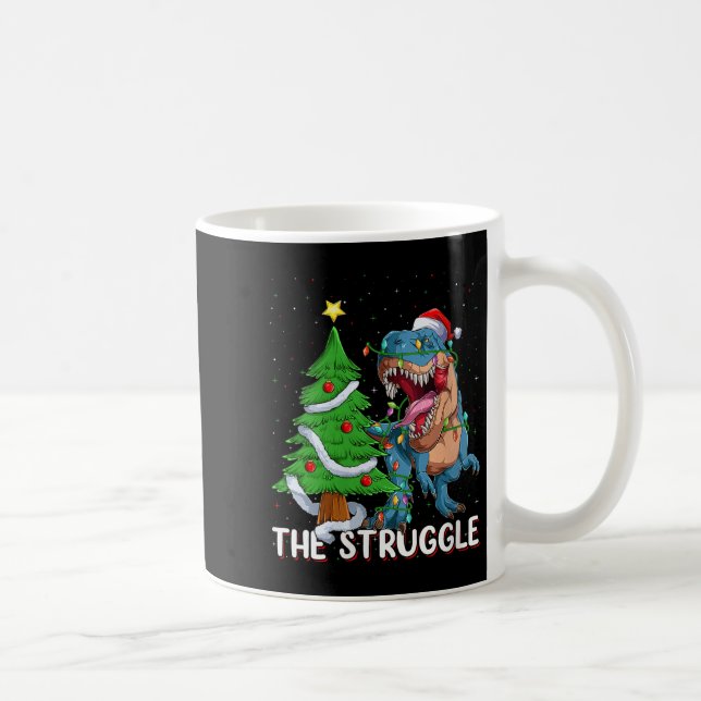 Taza De Café Womens Dinosaur Xmas Lights Funny T-rex Dino Men B (Derecha)