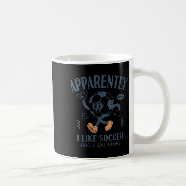 Taza De Café Womens Funny Apparently, I Like Soccer V-neck  (Derecha)