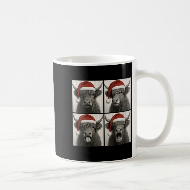 Taza De Café Womens Funny Christmas Highland Cow Santa Photo Bo (Derecha)