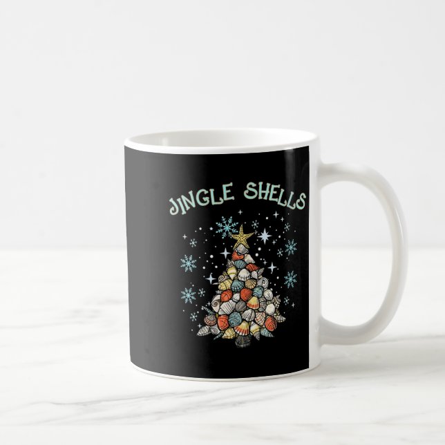 Taza De Café Womens Jingle Shells Christmas Tree Snowflakes Cel (Derecha)