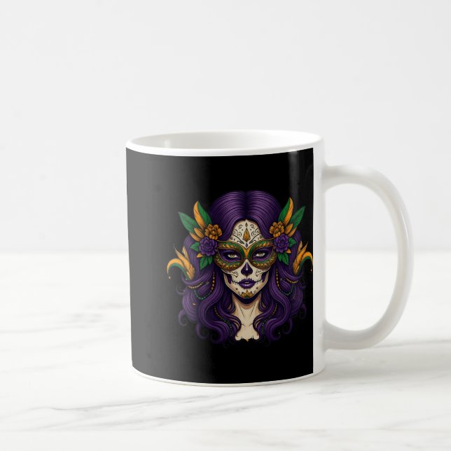 Taza De Café Womens Mardi Gras Costume Women Sugar Skull Carniv (Derecha)