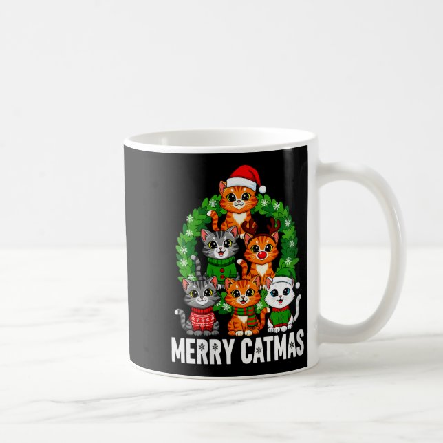 Taza De Café Womens Merry Catmas Funny Christmas Cat Mom Meowy  (Derecha)