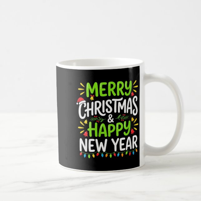 Taza De Café Womens Merry Christmas Lights Red Santa Hat And Ha (Derecha)