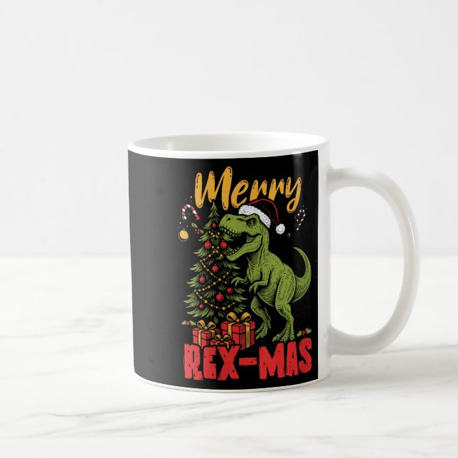 Taza De Café Womens Merry Rex-mas Santa Dinosaur Retro Christma (Derecha)