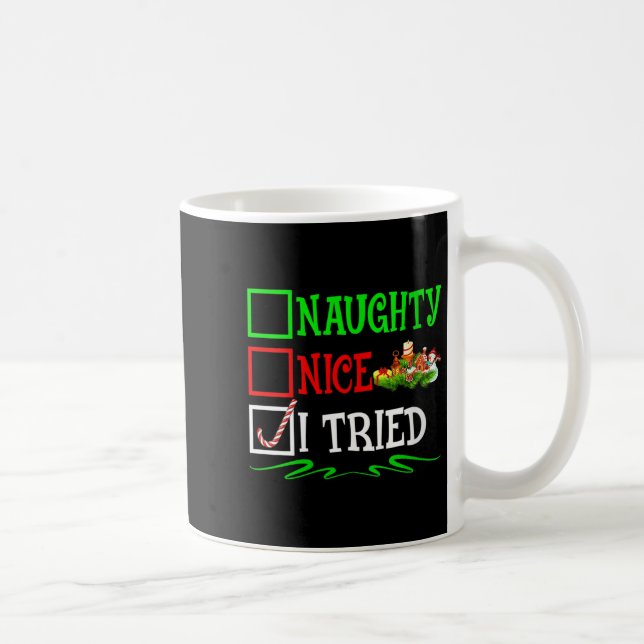 Taza De Café Womens Nice Naughty I Tried Santa Christmas List V (Derecha)
