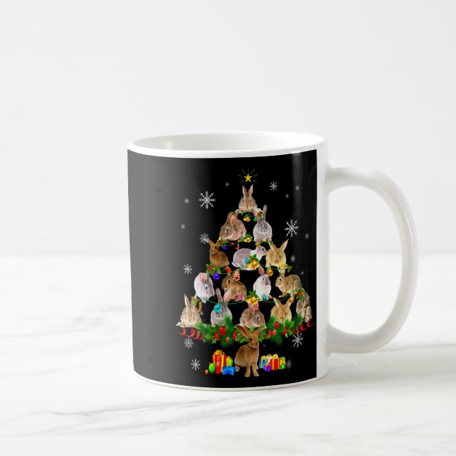 Taza De Café Womens Rabbit Christmas Tree Snow Funny Rabbit Xma (Derecha)
