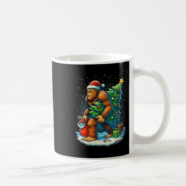Taza De Café Womens Santa Bigfoot Christmas Tree Sasquatch Xmas (Derecha)