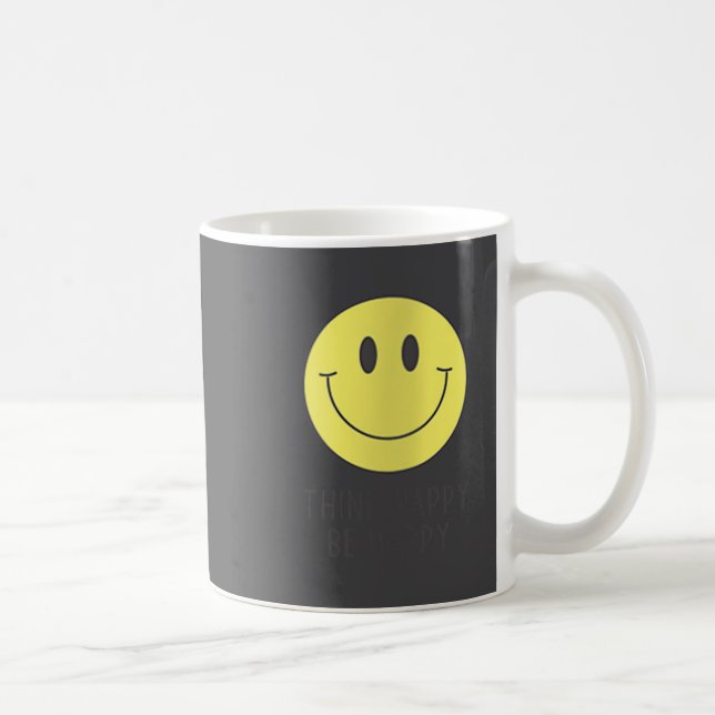 Taza De Café Womens Think Happy Be Happy Smile Face Motivationa (Derecha)