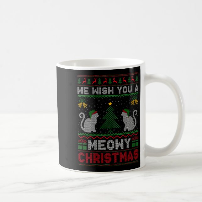 Taza De Café Womens We Wish You A Meowy Catmas Ugly Christmas S (Derecha)